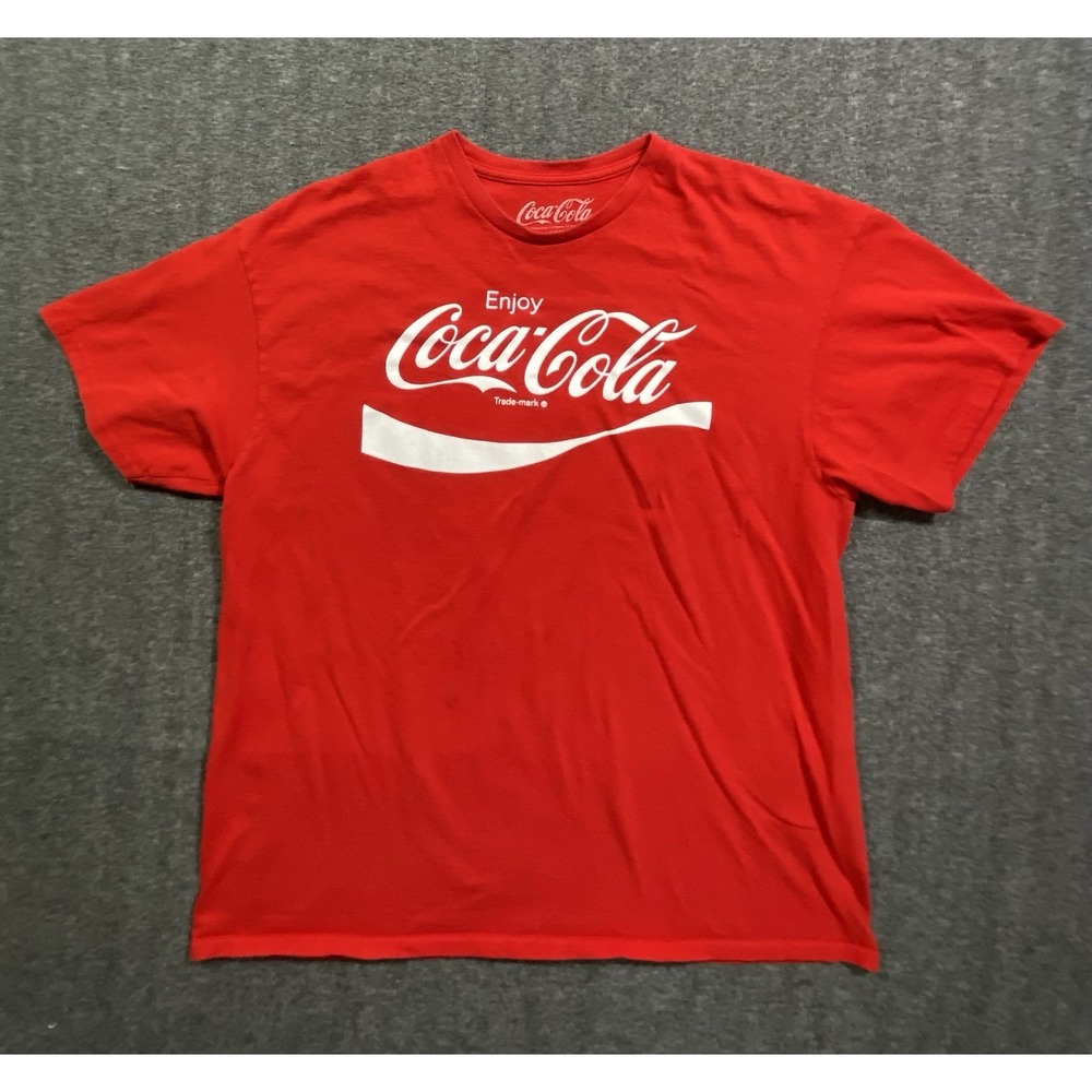 Coca-Cola Red Logo Graphic Cotton Men's Crew Neck T-Shirt Size XL